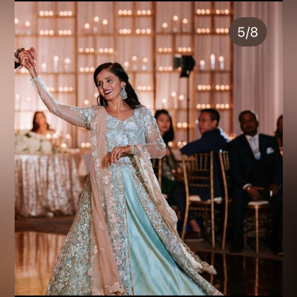 Shyamal Bhumika Light blue Net Lehenga 3 piece